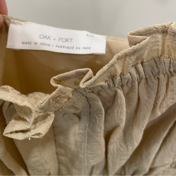 Oak + Fort Textured Ruffle Button Front Maxi Sun Dress in Beige - S - Picture 4 of 6